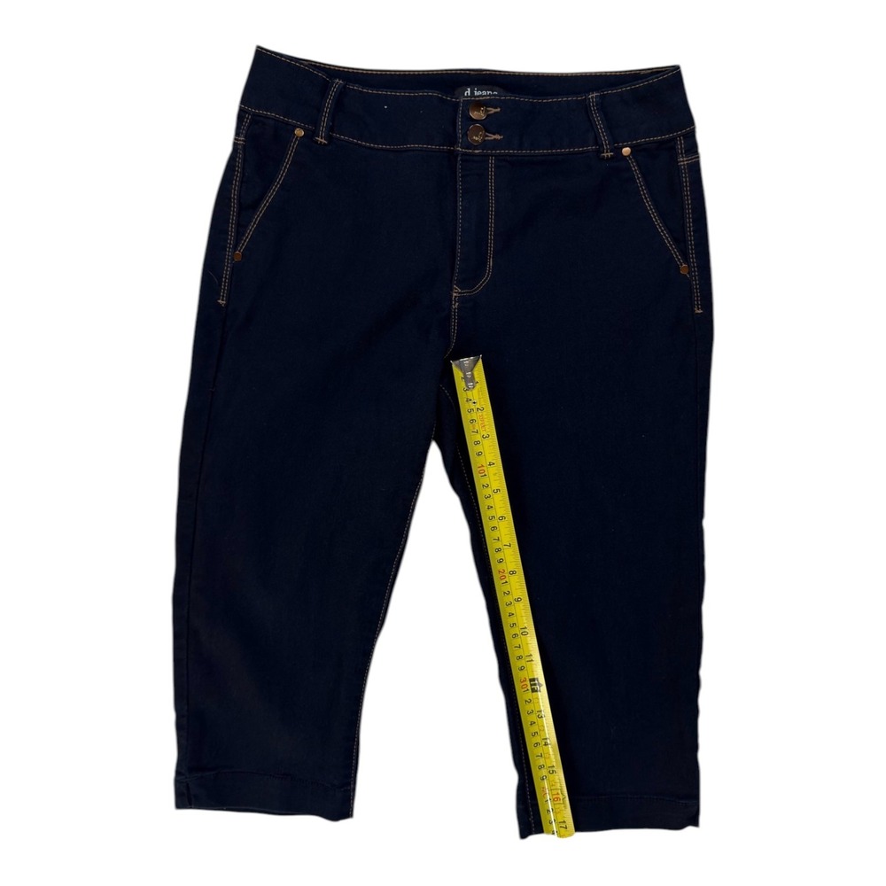d.jeans Capri Pants 12 Dark Indigo Blue Stretch Cropped Denim Casual Chic Preppy - Picture 7 of 9